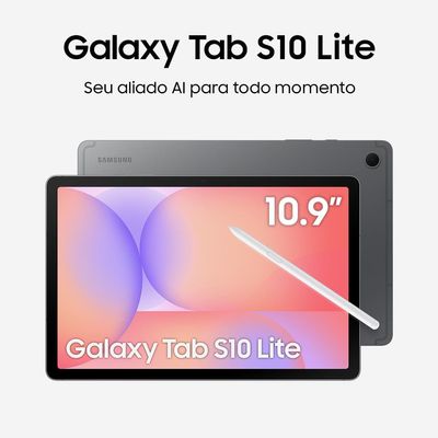 Tablet Samsung Galaxy S10 Lite 10.9" Android 15 128GB Exynos 1380 Wi-fi 8MP Caneta S Pen Capa Protetora Cinza