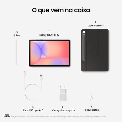 Tablet Samsung Galaxy S10 Lite Wi-fi Tela 10.9" 90Hz 128GB Câmera 8MP Cinza