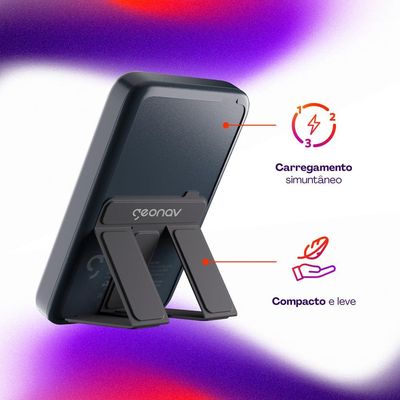 Carregador Portátil Geonav PB10MAGSG 20000 mAh com USB-A e USB-C para Celulares e Dispositivos Eletrônicos