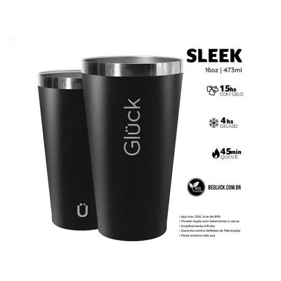 Copo Térmico Gluck Sleek Brasil Vai Brasil 473ml Inox 4h Gel