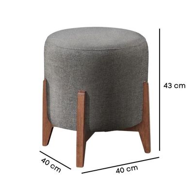 Puff Banqueta Decorativo Redondo Sala Estar Paris Suede Cor:cinza