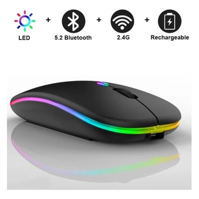 Mouse Sem Fio Bluetooth Wireless Recarregável E-1300 Pro Preto