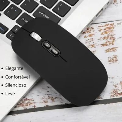 Mouse Sem Fio Wireless Bateria Recarregável Clique Silencioso  E-1400 Preto