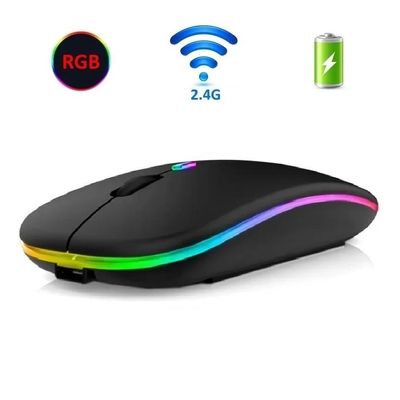 Mouse Recarregável Wireless Silencioso RGB E-1200 Preto