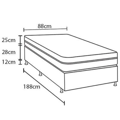 Cama Box de Solteiro Portobel + Colchão de Solteiro Portobel Diplomata Orthopedic com Espuma D-45 65x88x188 cm - Preto