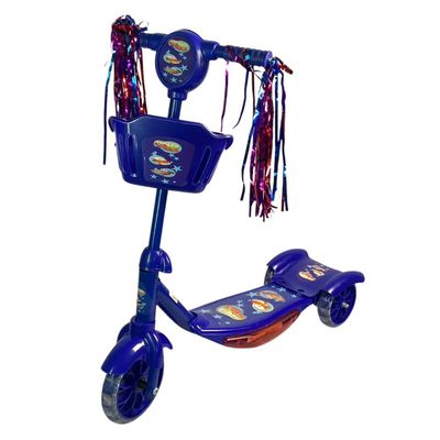 Patinete 3 Rodas Infantil Dobrável com Som e Luz - Azul
