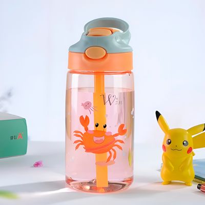 Garrafa Infantil com Canudo 480ml – Tampa com Trava de Segurança, Colorida e Ideal para Escola e Passeios | Cor:Rosa