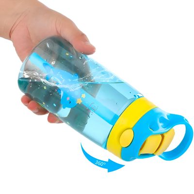 Garrafa Infantil com Canudo 480ml – Tampa com Trava de Segurança, Colorida e Ideal para Escola e Passeios | Cor:Rosa
