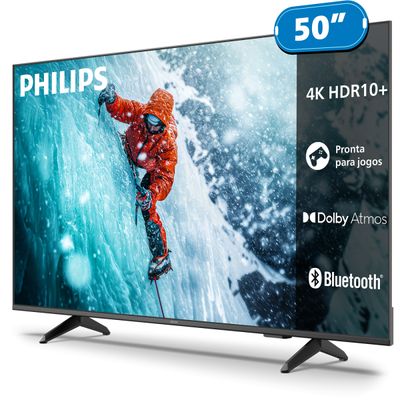 Smart TV 50" 4K Philips 50PUG7300/78 UHD Titan OS Pixel Precise Comando de Voz Preta