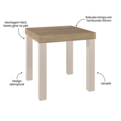 Mesa de Apoio Artely Up Quadrada - Carvalho e Off White