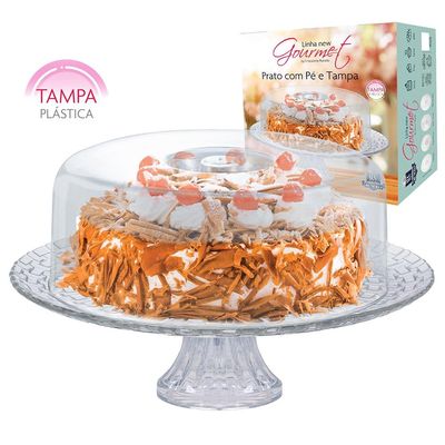 Boleira com Pé Ruvolo Gourmet em Vidro com Tampa Plástica