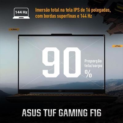 Notebook Gamer 16 Asus TUF Gaming F16 FX607VJ-RL002 Intel Core 5 210H 8GB RAM 512GB SSD RTX 3050 Mecha Gray