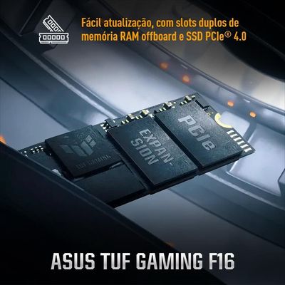 Notebook Gamer 16 Asus TUF Gaming F16 FX607VJ-RL002 Intel Core 5 210H 8GB RAM 512GB SSD RTX 3050 Mecha Gray