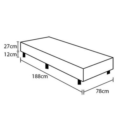 Base Box para Colchão de Solteiro Castor Class 39x78x188 cm - Cinza/Preto