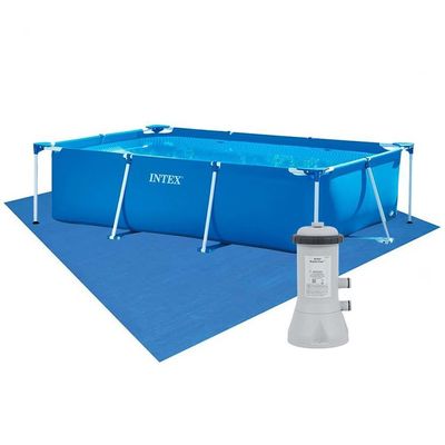 Piscina Estrutural Retangular 2.282 Litros Com Filtro 110v E Forro Intex