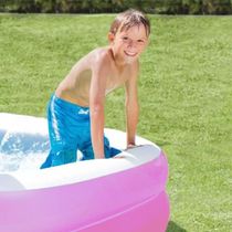 Piscina Inflável Retangular Rosa 302 Litros Com Bomba E Forro Pvc Vg+