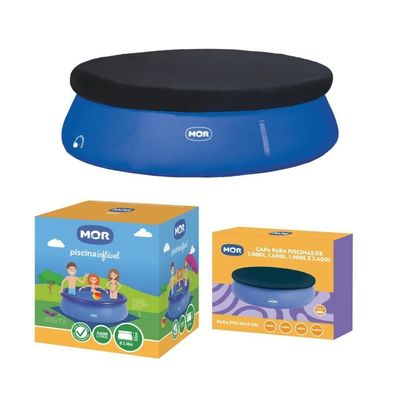Piscina Inflável 2400 Litros Redonda Splash Fun Com Capa Mor