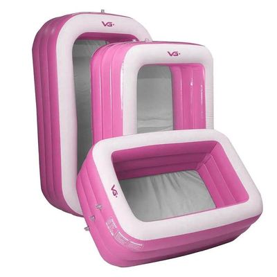 Piscina Inflável Retangular Rosa 100 Litros Com Bomba Vg+