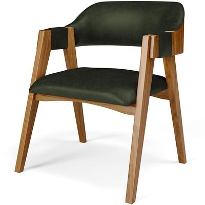 Cadeira Para Sala de Jantar e Estar Living Estofada Suran L02 Couríssimo Verde Musgo - Lyam