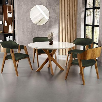 Cadeira Para Sala de Jantar e Estar Living Estofada Suran L02 Couríssimo Verde Musgo - Lyam