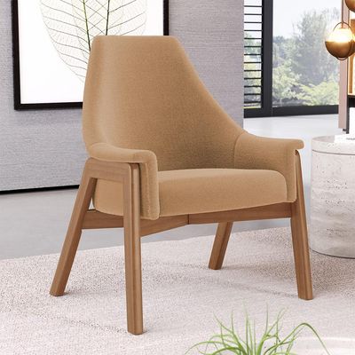 Poltrona Decorativa Para Sala de Estar Sakura L02 Bouclê Mostarda - Lyam Decor
