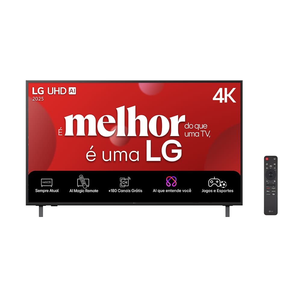 Smart TV 4K 50" LG Ultra HD 50UA8550PSA com Processador a7 Gen8 AI, Otimizador de Jogos, Wi-Fi, Bluetooth, webOS 25 e Controle Smart Magic