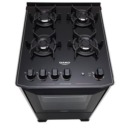 Fogão Dako 4 Bocas Magister com Mesa de Vidro e Acendimento Automático Bivolt - Preto