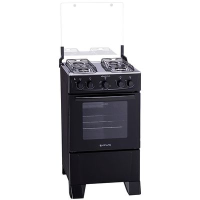 Fogão Atlas 4 Bocas Mônaco Plus com Mesa de Inox e Acendimento Automático Bivolt  Preto