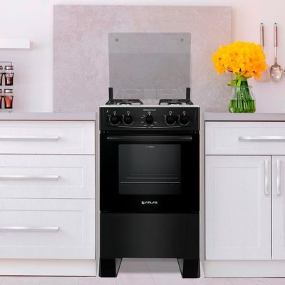 Fogão Atlas 4 Bocas Mônaco Plus com Mesa de Inox e Acendimento Automático Bivolt  Preto