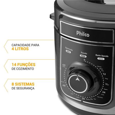 Panela de Pressão Elétrica Philco 4L 14 funções PPPE04A 127V