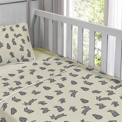 Jogo de Cama Tecebem Malha Berço Estampado Curiosidade 3 Peças Perola