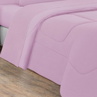 Kit Edredom + Jogo De Lençol Malha 100% Algodão Gran Moratta 7 Peças King - Rosa Bebê/Rosa Bebê