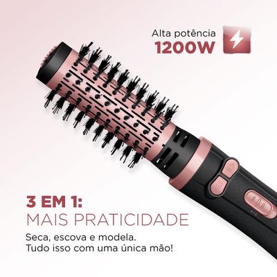 Escova Rotativa Mondial ERB-01 1200 W Bivolt - Preto/Golden Rose