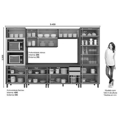 Cozinha Completa Henn 7 Peças Connect C5P96 Duna/Cristal