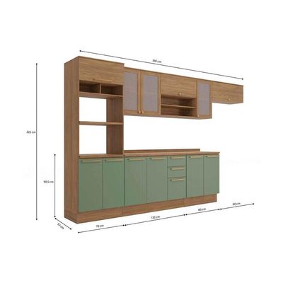 Cozinha Completa Kappesberg 8 Peças Botanic M663 Nogueira/Verde Oliva