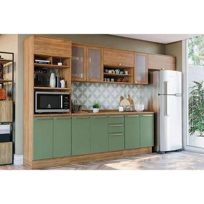 Cozinha Completa Kappesberg 8 Peças Botanic M663 Nogueira/Verde Oliva