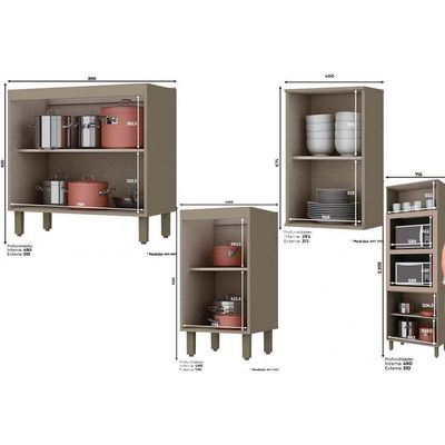 Cozinha Completa Henn 16 Peças Connect s/Pia C16P03 Duna/Cristal