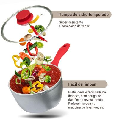 Panela Philco 3L Redstone com Tampa de Vidro PPN22A -