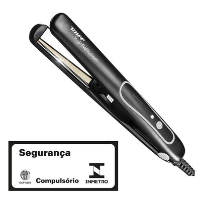 Prancha Taiff Style Pro Titanium 230°C com Cabo Giratório Preta/Prata - Bivolt