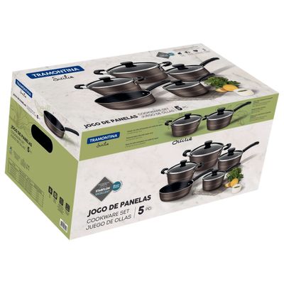 Conjunto de Panelas Tramontina Sicilia com Revestimento Antiaderente Starflon Excellent Avelã– 5 Peças
