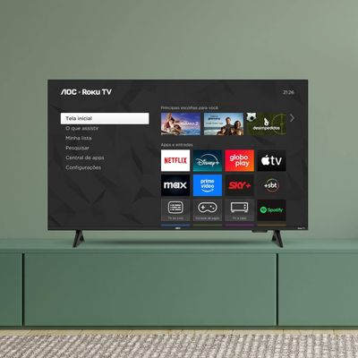 Smart TV 32" HD AOC 32S5155/78G Roku TV Wi-Fi Dolby Audio Preta
