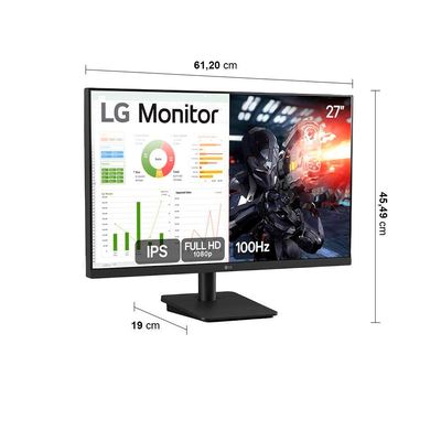 Monitor Gamer 27 LG 27MS500-B com Tela IPS, Full HD, 100Hz, HDMI e Dynamic Action Sync - Preto