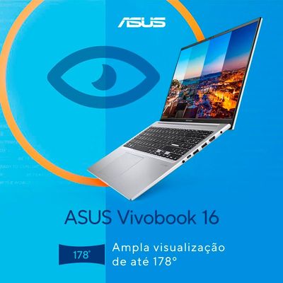 Notebook ASUS Vivobook 16 com processador Intel Core i7, 16GB RAM, 512GB SSD, Tela 16" LCD LED e Windows 11 - X1605VA-MB763W