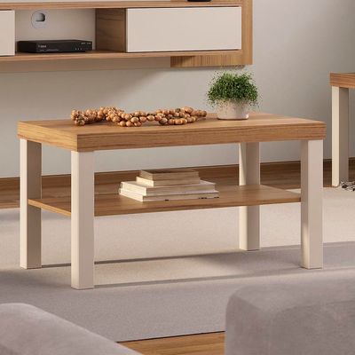 Mesa de Centro Artely Up Retangular Carvalho e Off White