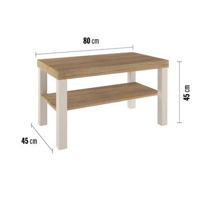 Mesa de Centro Artely Up Retangular Carvalho e Off White