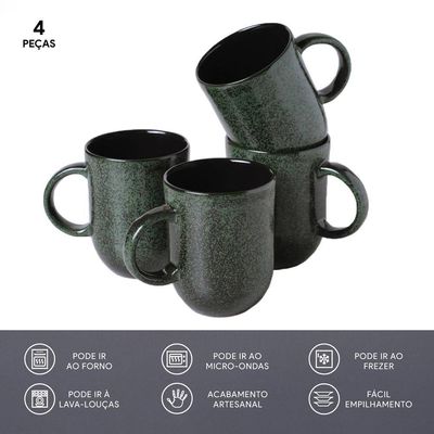 Conjunto de Canecas Porto Brasil Orgânico Greenery Verde 4 peças - 273 ml