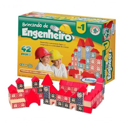 Blocos Pedagógicos Brincando De Engenheiro 42 Peças - Xalingo