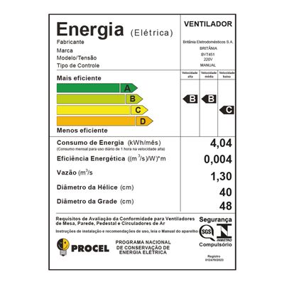 Ventilador de Coluna Britânia Maxx Force 170W BVT451 220V