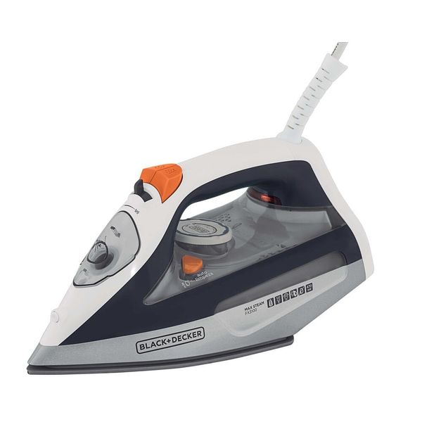 Ferro de Passar a Vapor Black Decker FX3100 com Sistema Antigotejamento - Branco e Cinza branco,preto,cinza,laranja / 110