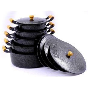 Jogo De Panelas Grossas E Grandes Cor Preta Alumínio Batido Fundido Menor preço em Jogo De Panelas Grossas E Grandes Cor Preta Alumínio Batido Fundido